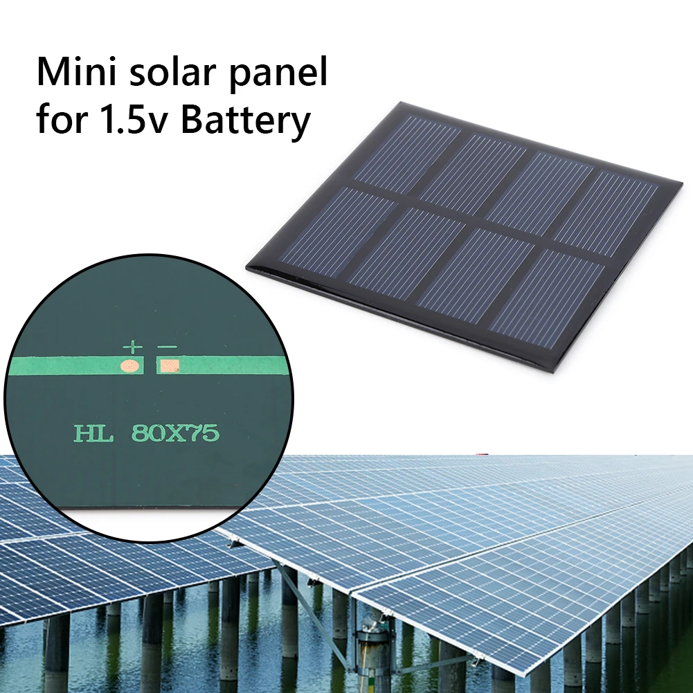 3W 2V Outdoor Solar Panels Polycrystalline Solar Portable Charging Panel Scratchproof Courtyard Lighting for 1.5V-2V Batteries