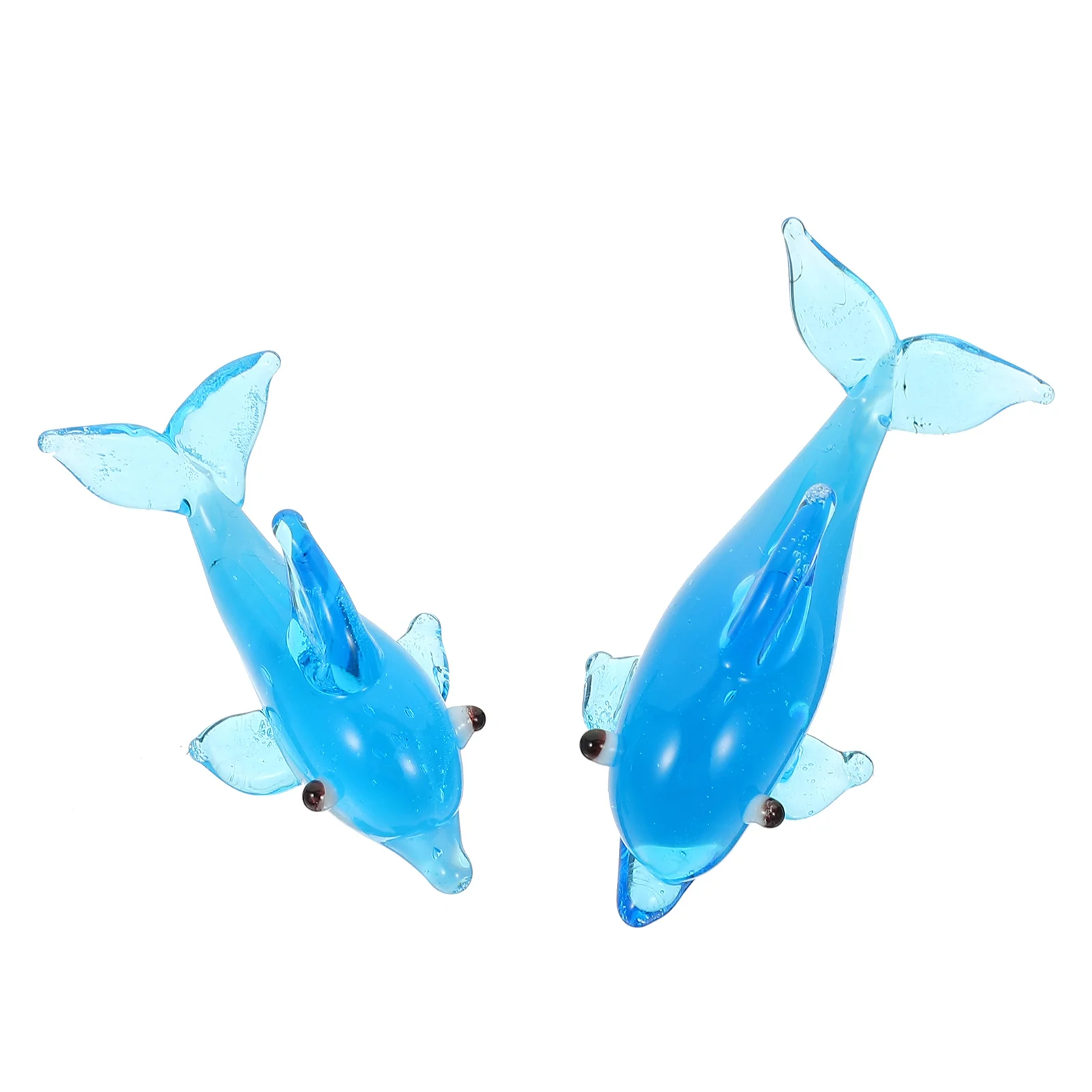 

2Pcs Glass Dolphin Decor Small Sea Animal Desktop Ornament for Home Desk Table Compact Size Flat Bottom Stable