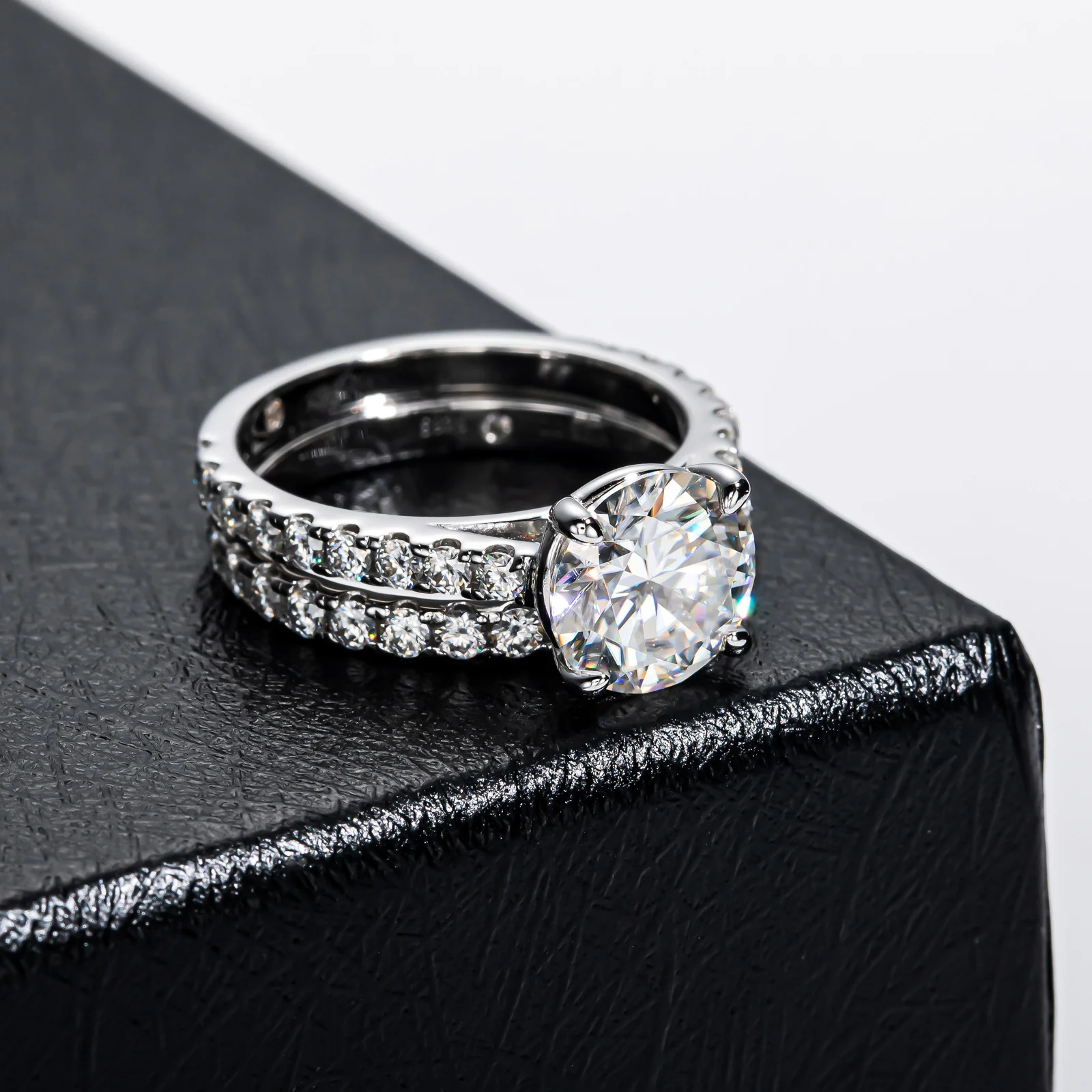 Metis 3carat Moissanite Bridal Ring Set 925 Sterling Silver Round Cut D Color VVS1 Engagement Rings with Certificate