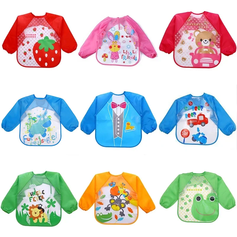 Waterproof EVA Full Sleeve Baby Bibs Children Apron Long Sleeve Feeding Smock Kids Eating Breastplate Infant Scarf Clothing