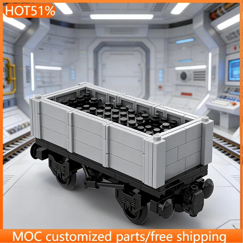 

245 деталей: Модульный конструктор-модель железнодорожного вагона для перевозки минералов (MOC), технология DIY, игрушка-подарок для сборки