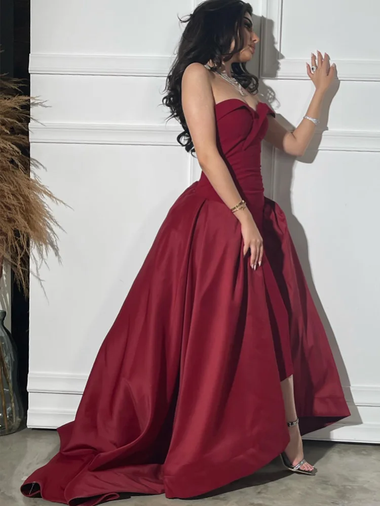 Jirocum-vestido de noche rojo con escote corazón para mujer, un hombro sin mangas, para fiesta de graduación, tren en capas, vestidos formales para ocasiones, 2024