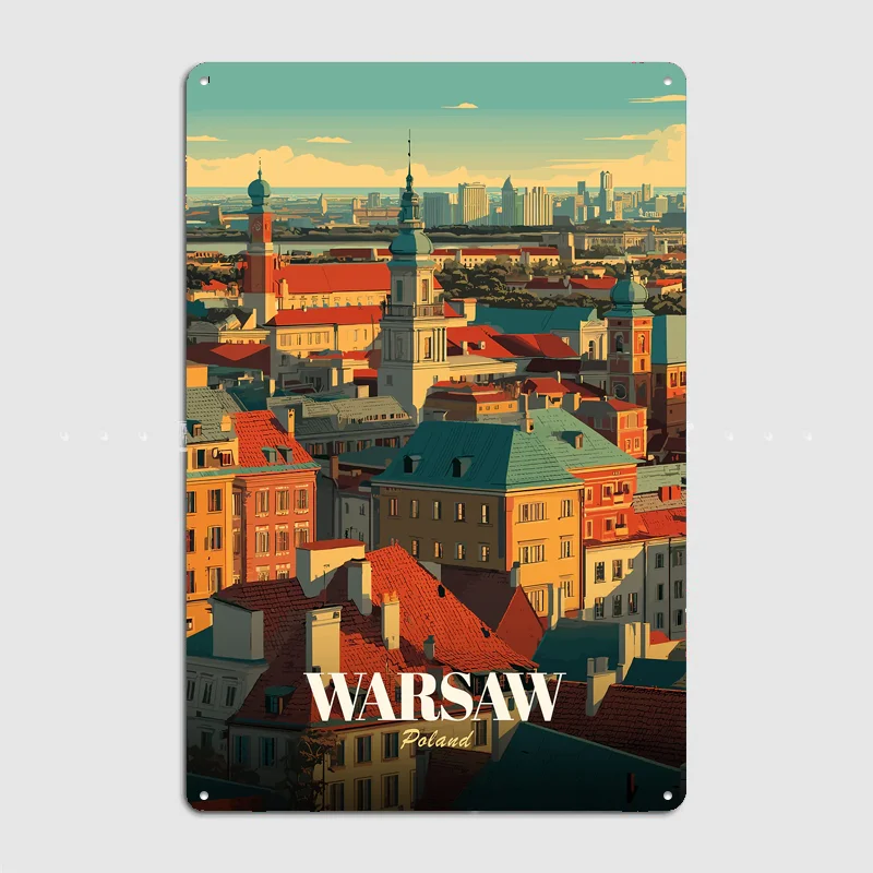 Warsaw, Poland Cityscape Poster Metal Sign Room Decor Life Wall Custom Bedroom Indoor Home Wall Decor Posters Room Decoration