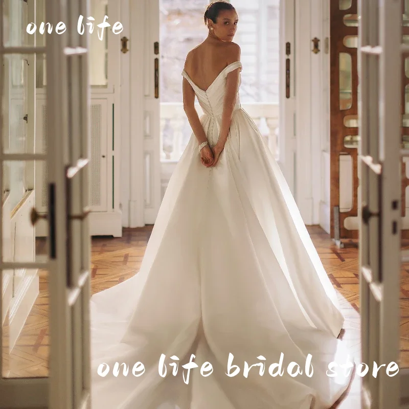 Abiti da sposa a trapezio personalizzati con scollo a cuore Vintage con spalle scoperte Abito da sposa principessa donna Vestido De Novia