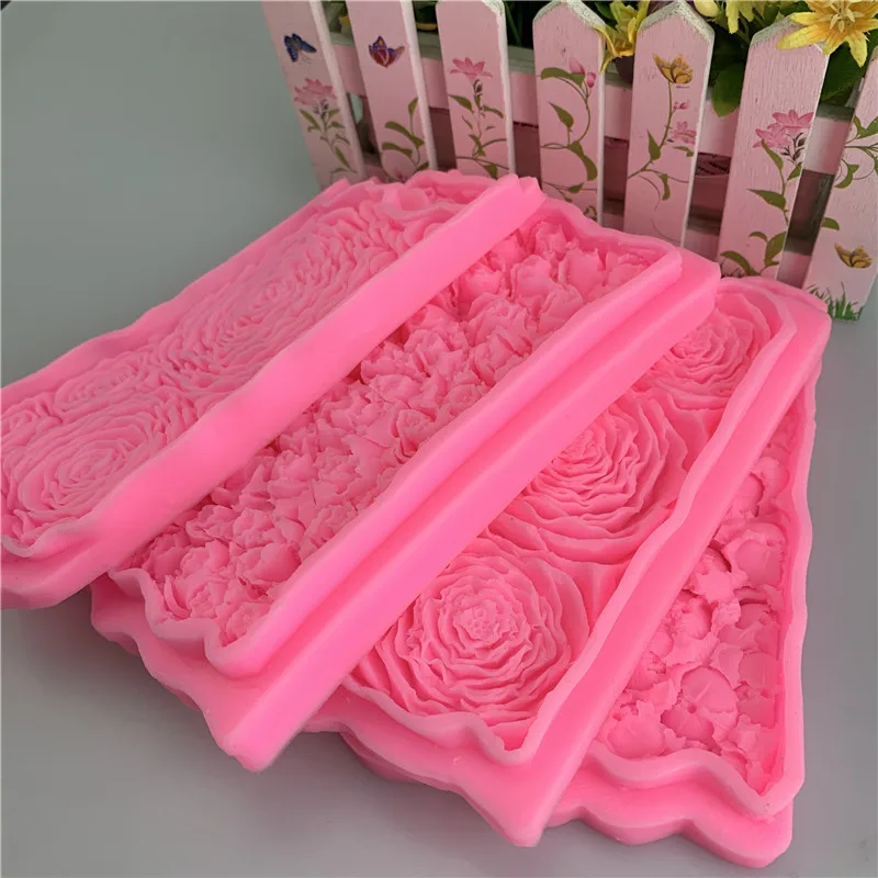 Rose Flower Flower Sugar Flipping Silicone Mold Chocolate Decorative Mold Flower Texture Cake Edge Wedding Celebration