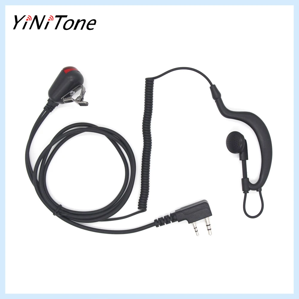 Transparent Tube PTT Mic Headset with LED Light for Kenwood TH-F6, Baofeng UV5S, TYT TH-300A - Comfortable, Durable Construction