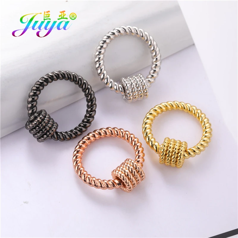 Juya 18K Real Gold Plated Decoration Pendant Fasteners Accessories Locks Carabiner Clasps For DIY Chains Jewelry Making Supplies