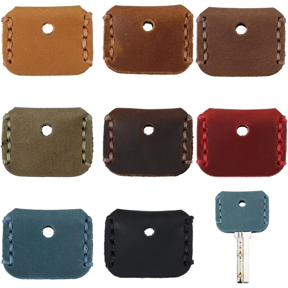 

8 шт., 8 цветов, кожаные чехлы для ключей, рукав для ключей, винтажный брелок для ключей, держатель для ключей, защита для ключей, винтажный кожаный чехол для ключей