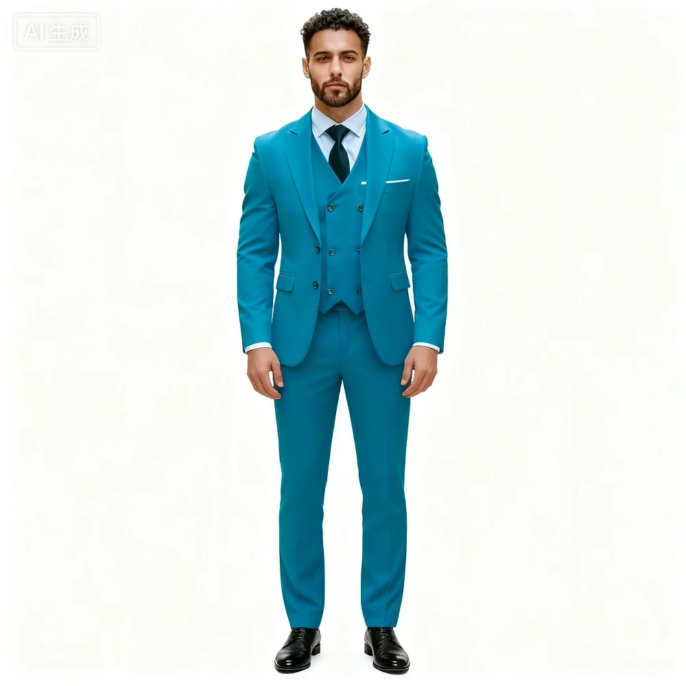 

Elegant 3 Piece Burgundy Men's Suits Full Set Single Breasted Peaked Lapel Blazer Formal Prom Business Suit with Vest And Pants