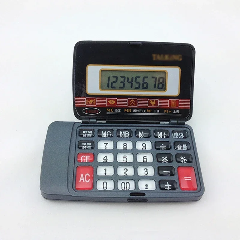 Electronic Folding Calculator Portable Scientific Calculate Commercial Count 8 Digit Large Display With Time, Alarm, Calendar