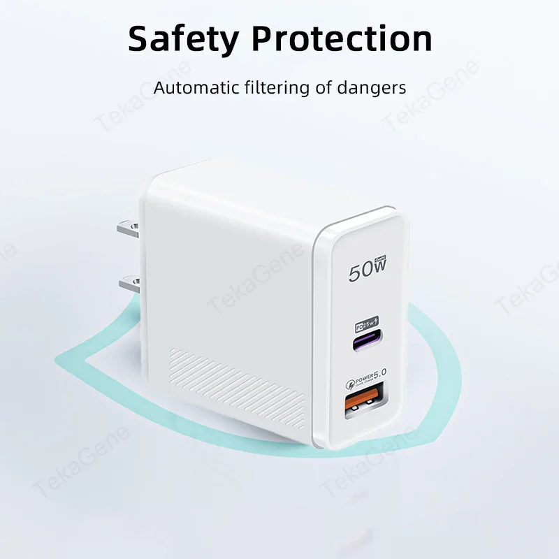 50W Dual Port USB A TYPE C Super Fast Charger For Samsung Xiaomi Huawei iPhone Oneplus OPPO VIVO PD QC Fast Charging