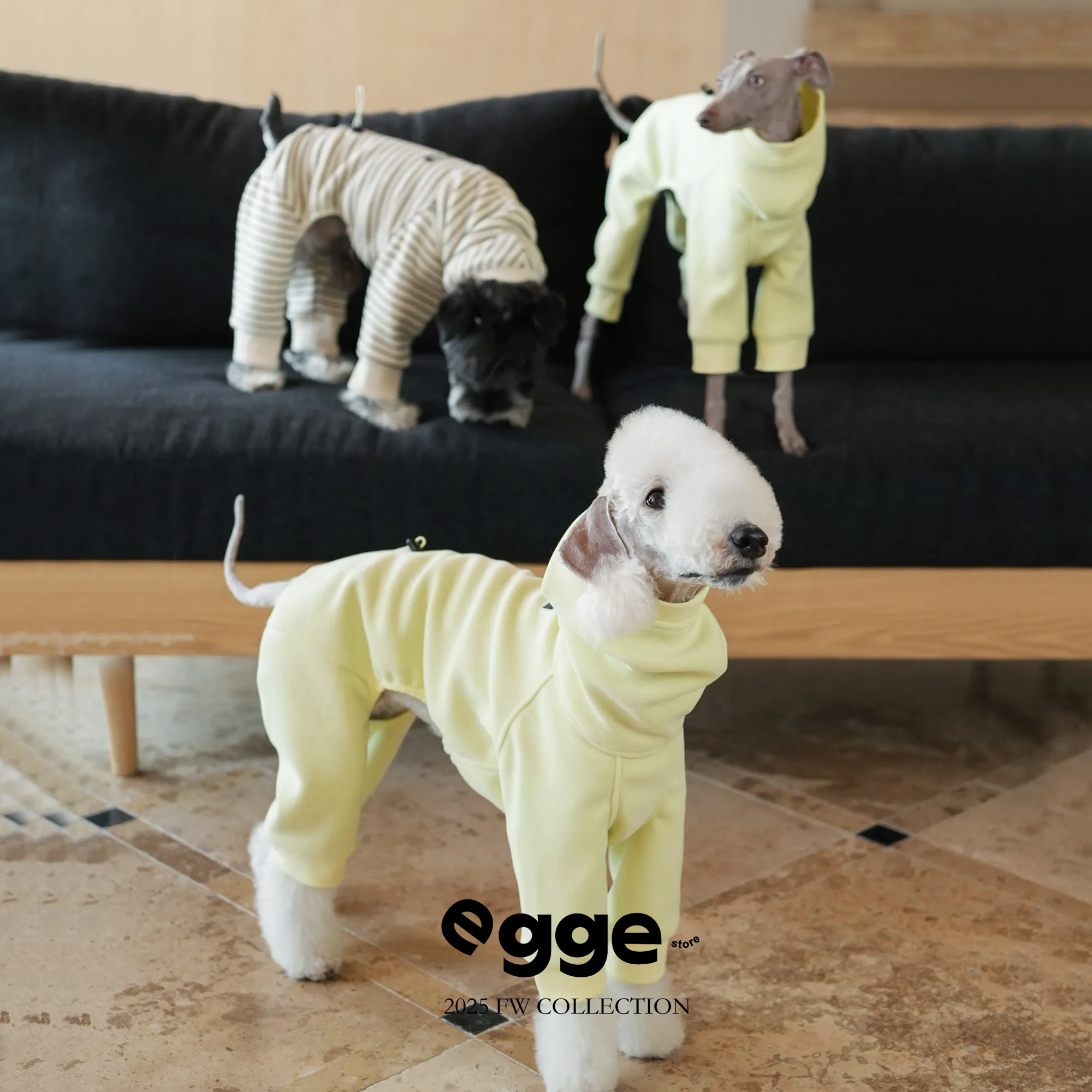 

EGGE Cozy Terry Loop-Knit BlackStripes Jumpsuit for Italian Greyhound in Spring Yellow Warm Soft Sweatshirt with Hat for Whippet