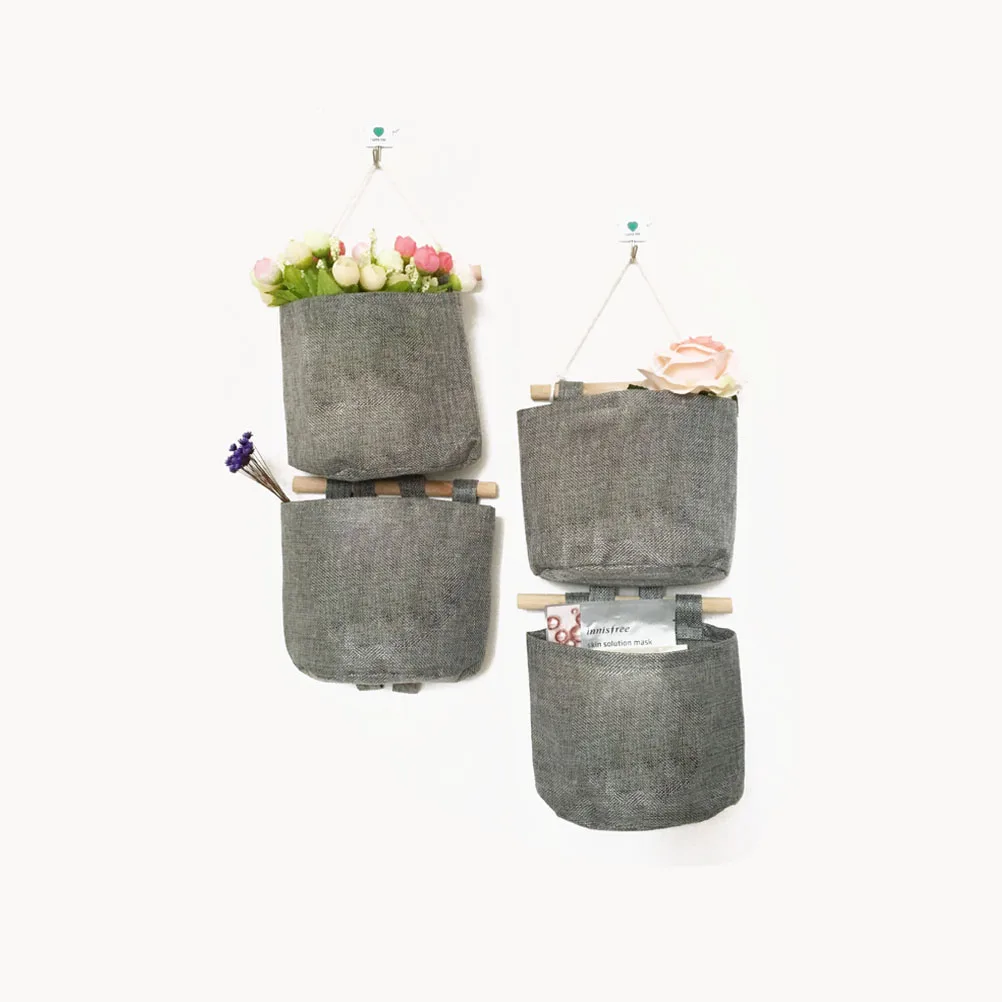 

Sailboat Storage Bag Wall Hanging Linen ganizer Vintage Bags for Bedroom Kitchen Decorative Hanging Pouch Wooden Pole Space