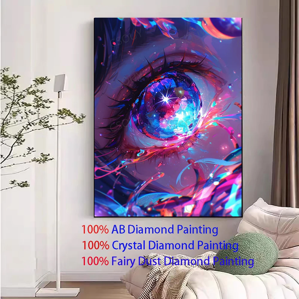 100% Fairy Dust Diy Diamond Painting Cross Stitch Beauty Big Eyes Crystal Square Drill Full Embroidery Mosaic Decor Needlework
