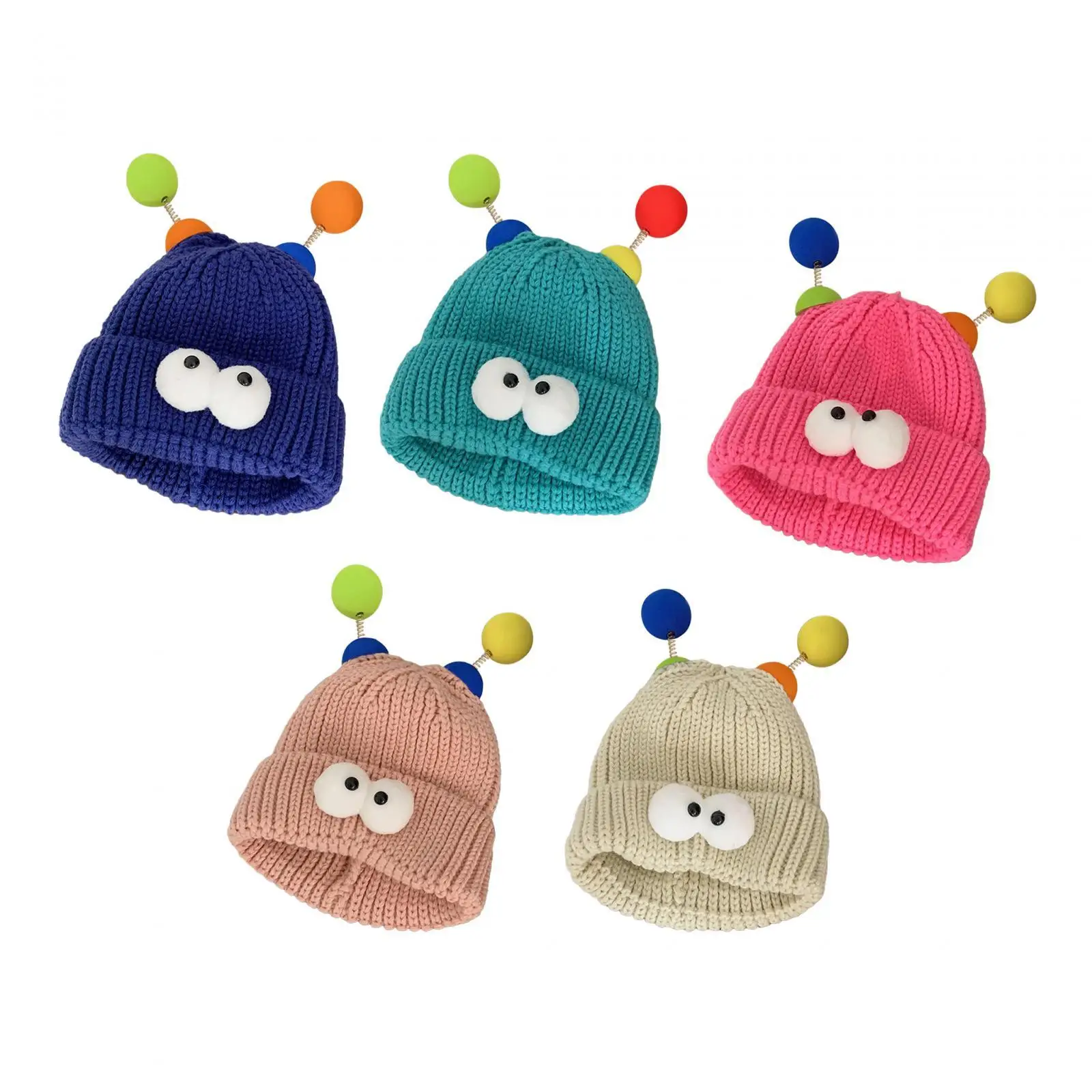 Winter Cute Glowing Little Monster Knit Hat Women Funny Glowing Pink Green Violet Beanie Hat Fashion Street Accessories