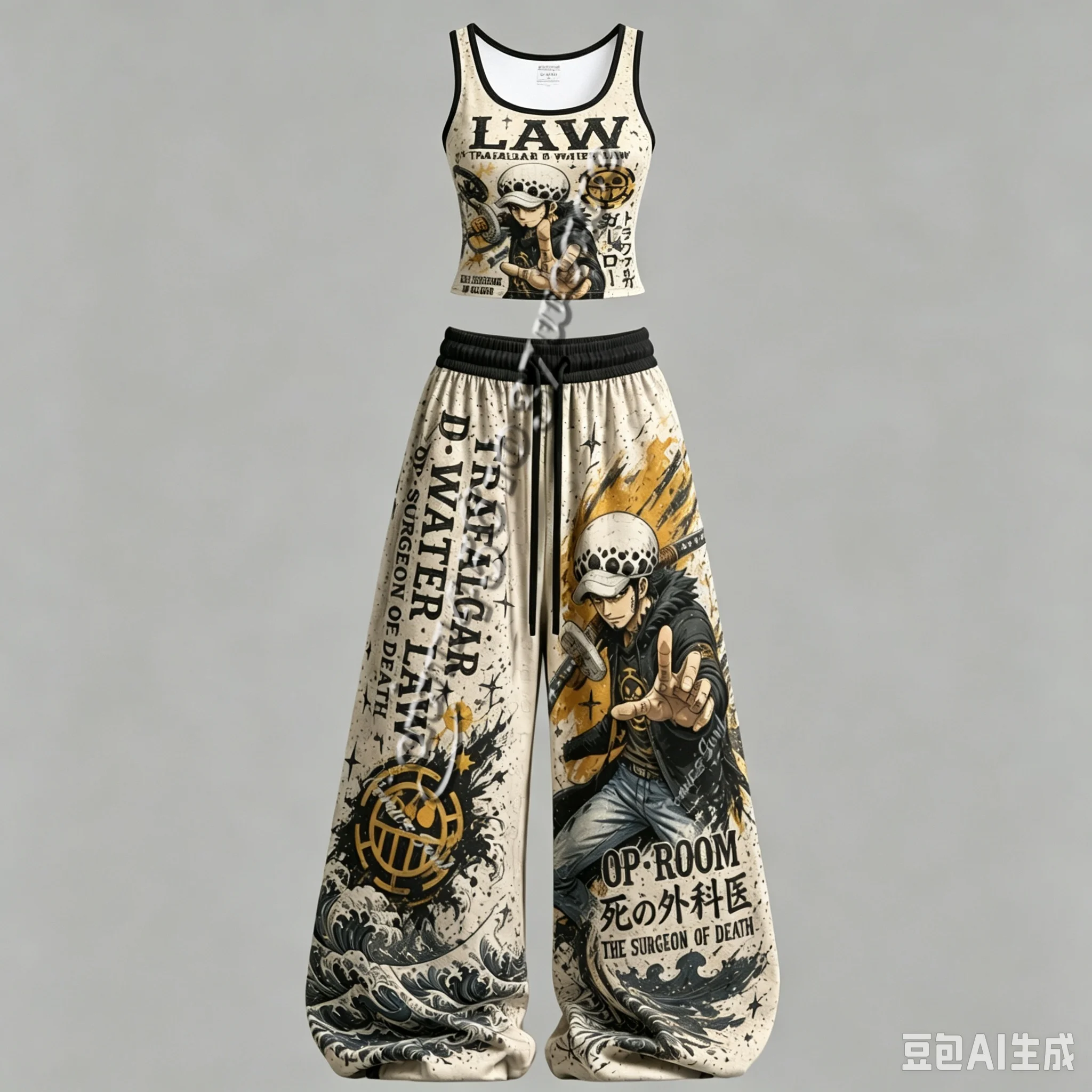 Neues One Piece Anime-Charakter Tanktop und Weite Hose Set für Männer und Frauen, Unisex Casual 2-Teiliges Outfit, Familienoutfit – Detail 10