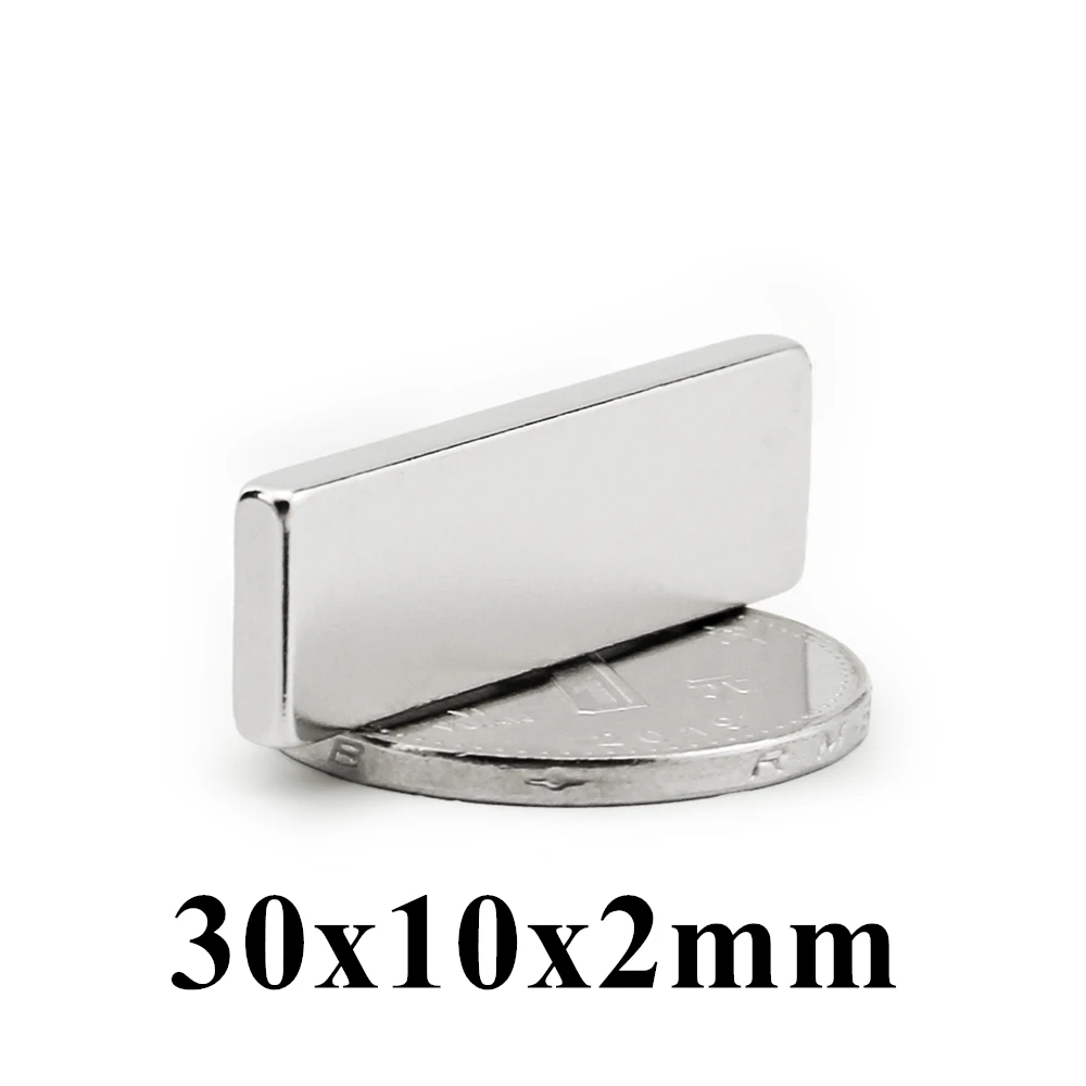 

500pcs 30x10x2mm Super Powerful Strong Rare Earth Block NdFeB Magnet Neodymium N35 Magnets 30*10*2mm