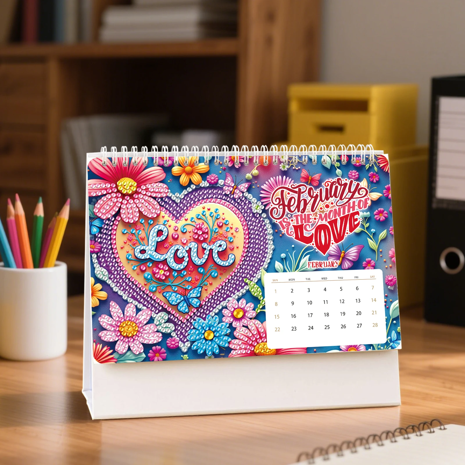 

12 Piece/Set DIY 2026 New Diamond Painting Peripheral Desk Calendar Flower Pattern Handmade Diamond Embroidery Cartoon Calendar
