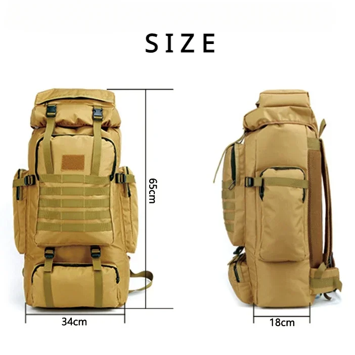 SYZM Tactical Outdoor Backpack Mountaineering Bag Large Capacity 70L Oxford Cloth Backpack Hiking Sports  Camping