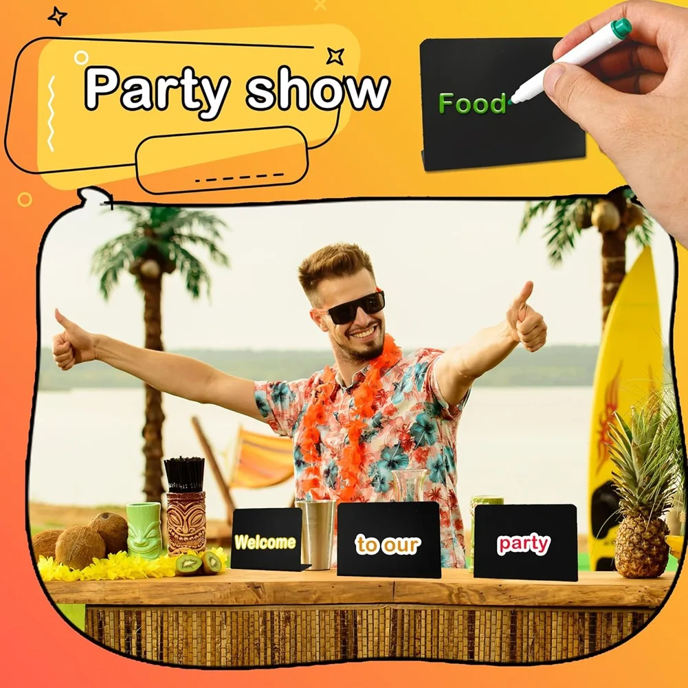 

ABVS 66 Pcs Chalkboard Signs Set 50 Pcs 4"X3" Reserved Table Sign Labels 12Colors Markers 2Pcs Bottle And 2Cloth Place Cards