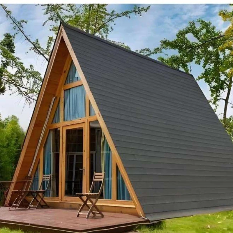 A-Frame House Glamping Pod Triangle Cabin Modern Prefabricated Wood Villa Luxury Tiny Home for Luxury Camping and Resort Use