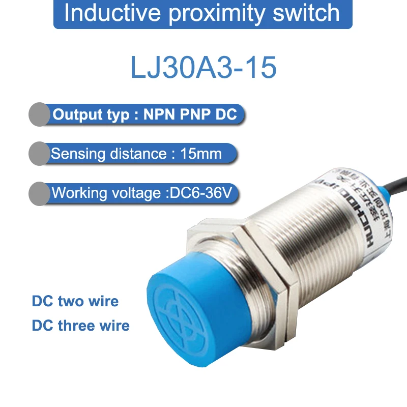 Dwa lub trzy NPN PNP NO NC LJ30A3-15 DC6V-36V AC90-250V odległość 15mm gwint M30 metalowe indukcyjne czujnik zbliżeniowy