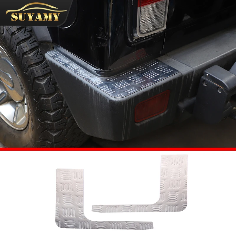 Car Rear Bumper Protector Corner Anti-Scratch Plates Anti-Rubbing Scraping Bumper Crash Styling Moldings For Hummer H2 2003-2009