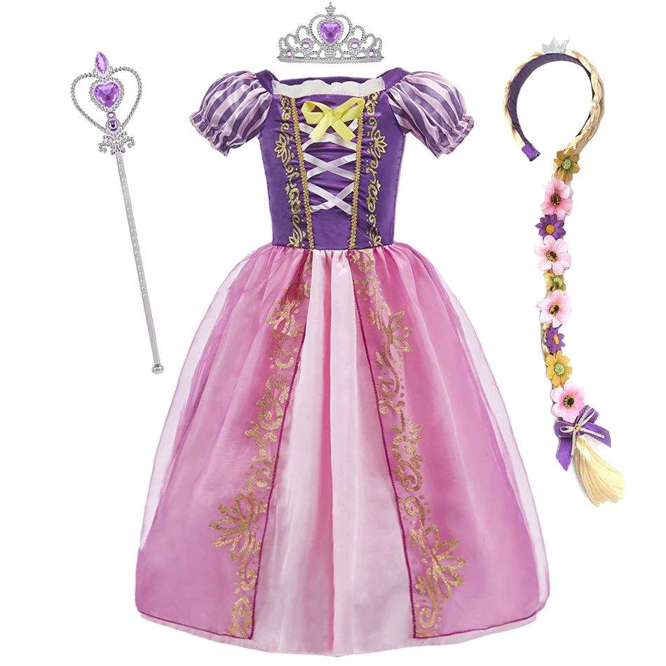 Girls Costume Children Cosplay Princess Dress Kids Halloween Birthday Pageant Party Rapunzel Dress Girl Carnival Tangled Clothes