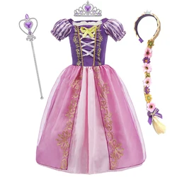 Girls Costume Children Cosplay Princess Dress Kids Halloween Birthday Pageant Party Rapunzel Dress Girl Carnival Tangled Clothes