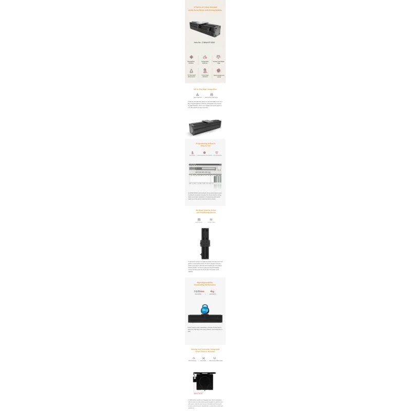 المحرك الخطي الكهربائي 24 فولت Hitbot المحرك الخطي لآلات إنتاج الإلكترونيات Z-Mod-ST-52SS