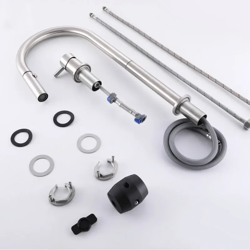 C UPC Kitchen Faucet Widespread Pull Out Sink Mixer Single Swivel 304 Stainless Steel Kitchen Mixer Tap