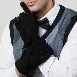 GOURS-Gants en cuir véritable pour homme, mitaines chaudes, daim véritable, peau de chèvre, écran tactile, doublure souriante, doux, marron, hiver, GSM023