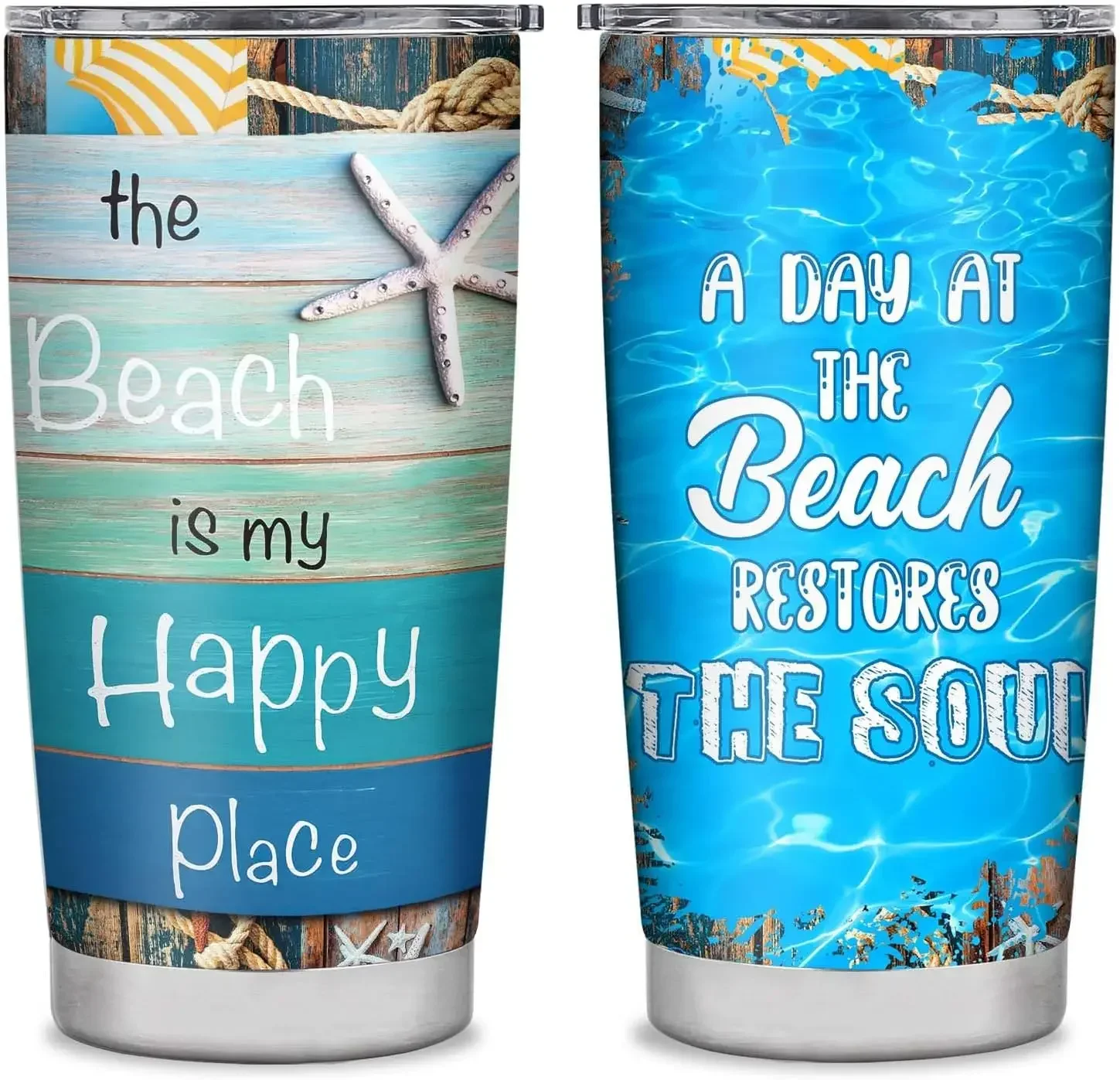 kwsnatel Beach Tumbler Gifts for Women, Best Beach Themed Gift Ideas for Beach Lover,Beach Cup for Girls Friends Sister Daughter