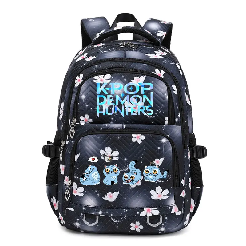 KPop Demon Hunters Backpack Cat Derpy Print Cartoon School Bag High Quality Large Capacity Boys Girls Student Leisure Backpacks