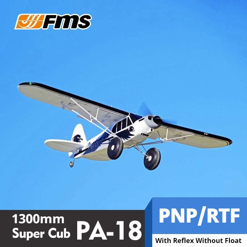 Model samolotu stałopłatowego FMS 1300mm PA-18, symulacja samolotu, duża maszyna treningowa z szerokimi oponami, zdalnie sterowany model samolotu PA18