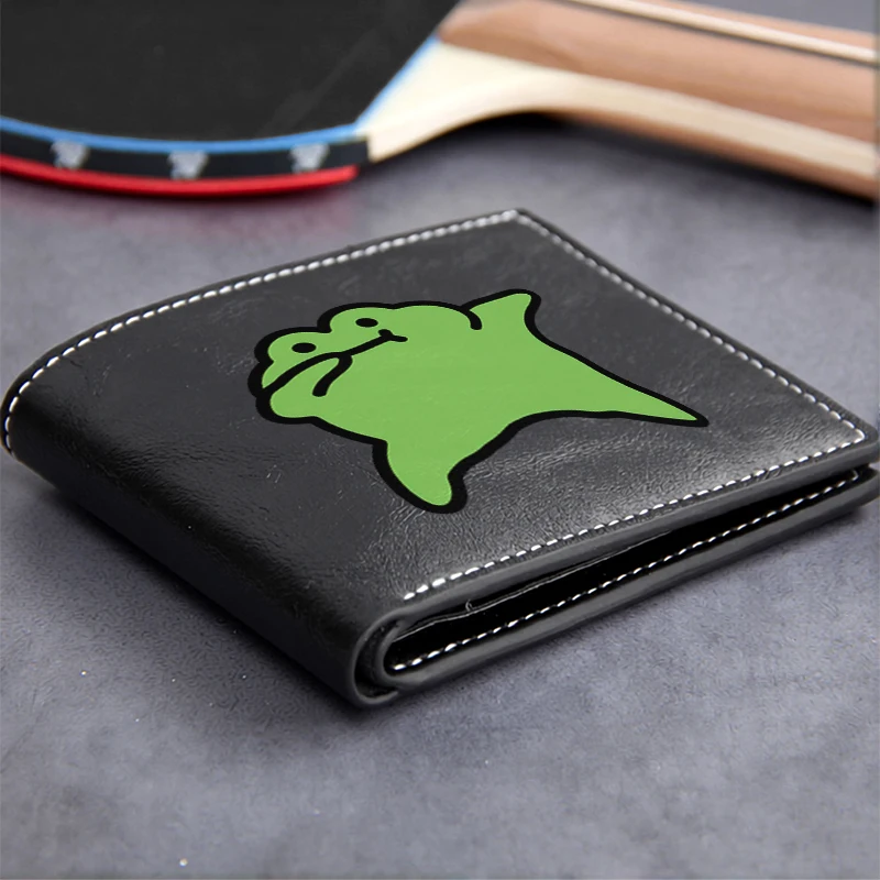 Green Frog Design PU Leather Wallet for Men Lightweight Durable Business Style Compact Bifold Wallet Modern Minimalist Look