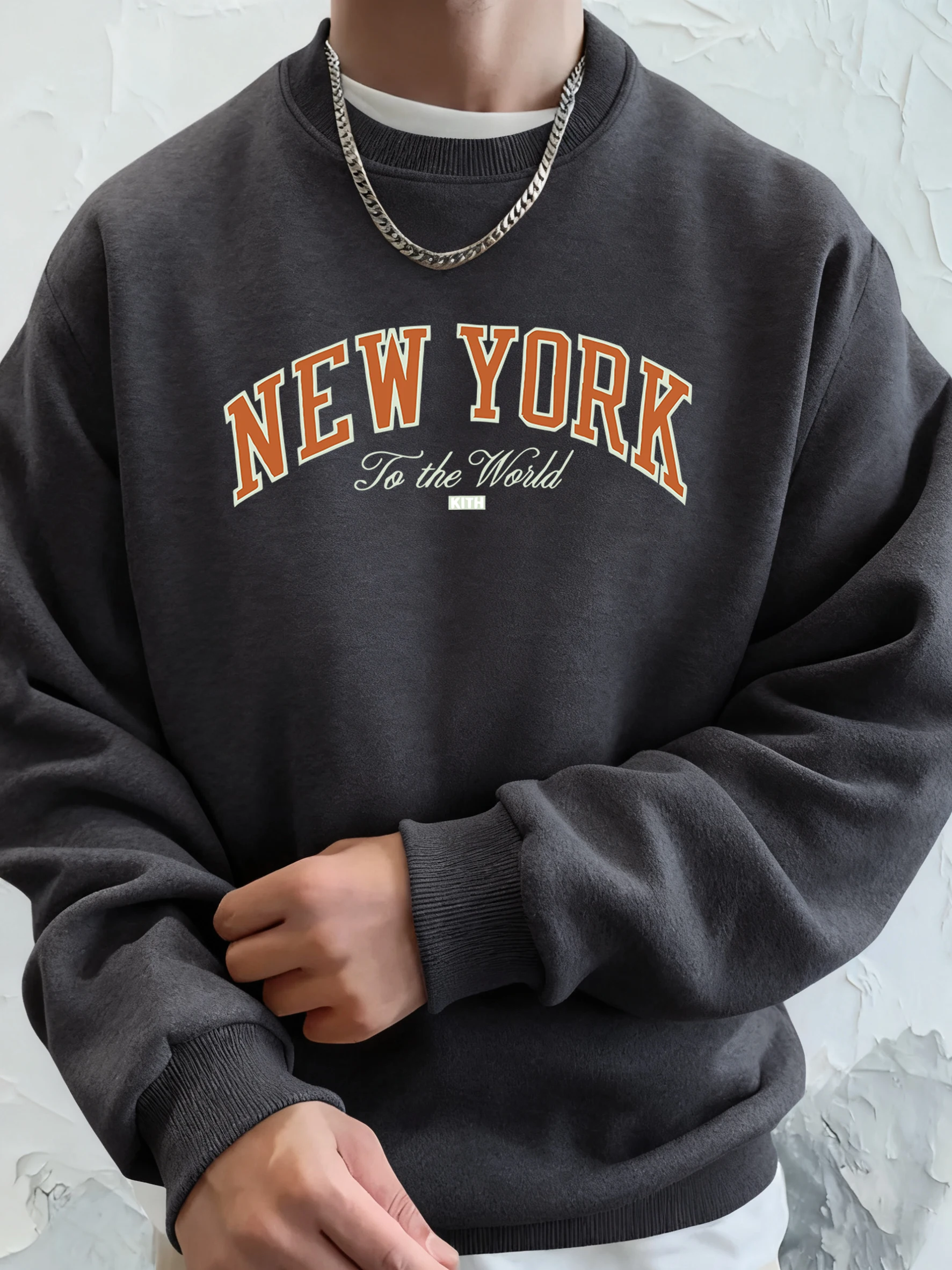 เสื้อสเวตเชิ้ตพิมพ์ลาย New York To The World Art สำหรับผู้ชาย สไตล์ลำลอง ใส่ได้ทุกโอกาส เหมาะสำหรับฤดูใบไม้ร่วง เสื้อฮู้ดดี้สำหรับเล่นกีฬา วิ่งจ๊อกกิ้ง ทรงหลวม สบายๆ