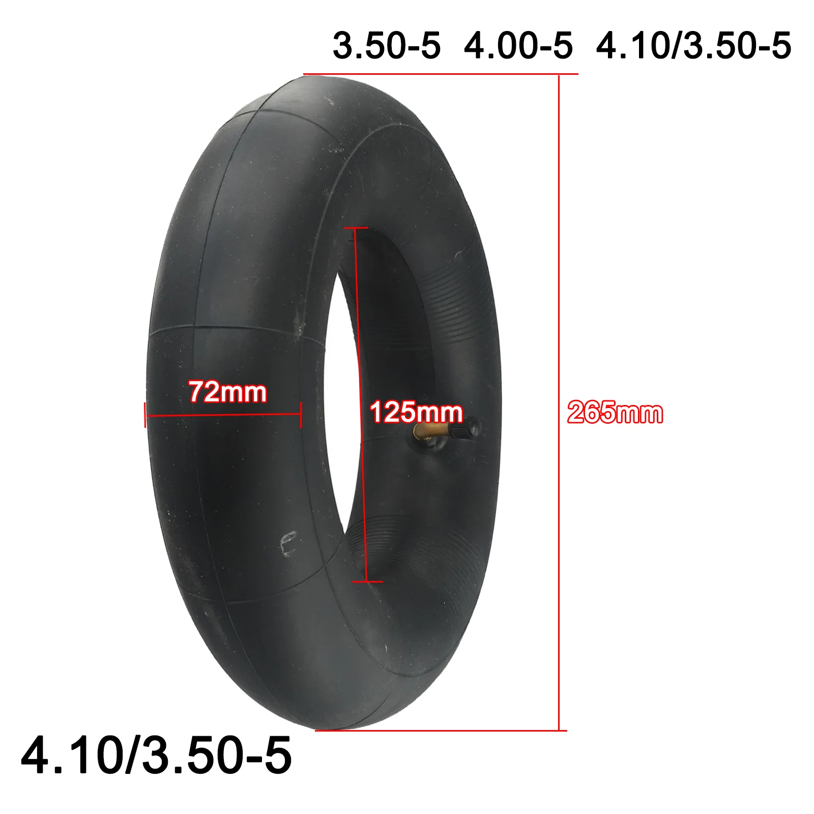 

For Wheelbarrow For Electric Scooter Scooter Tube Inner Tube 1 Pc 12 Inch 4.10/3.50-5 Bent Air Nozzle Black Rubber