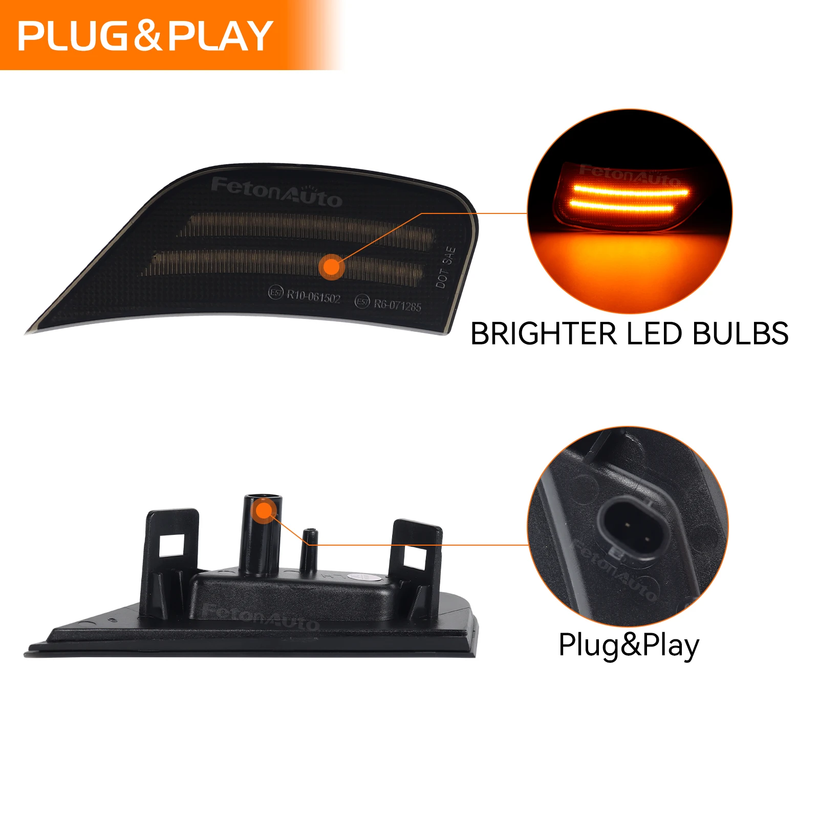 No Dynamic Amber White LED Side Marker Lights Turn Signal Lamps Front Fender Indicator for Chevy Suburban Tahoe GMC Yukon