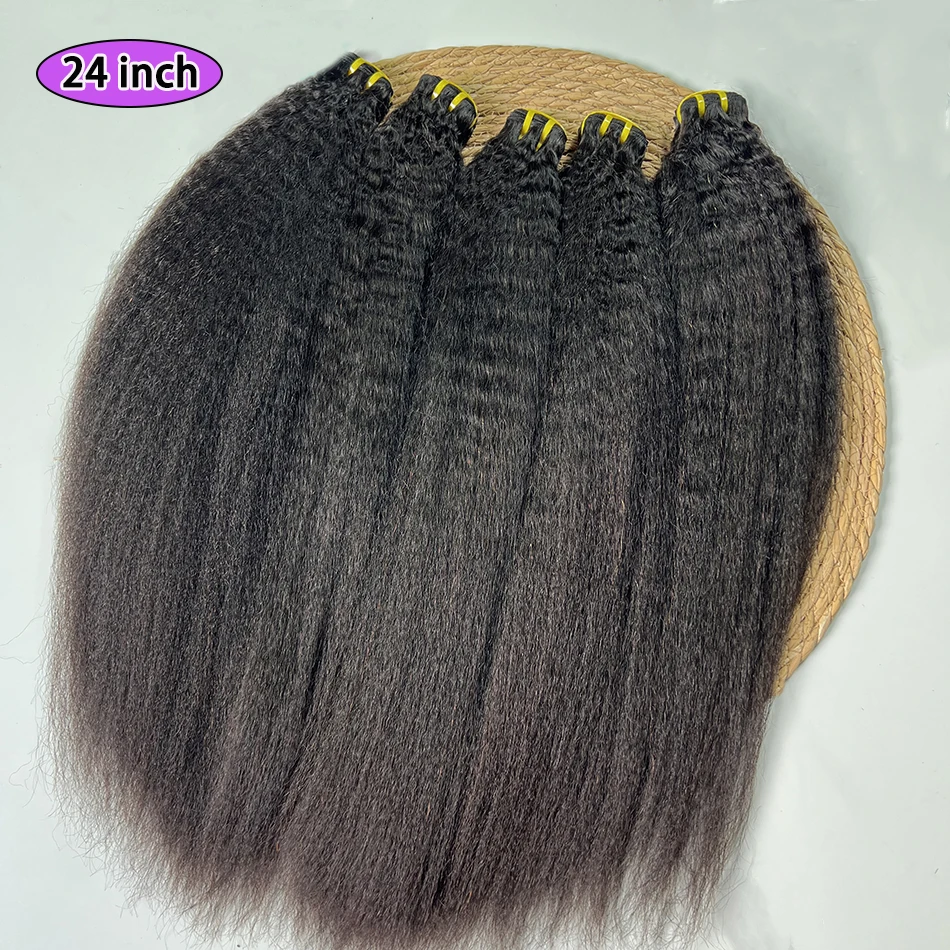 Kinky Straight Human Hair Bundles Double Weft Vietnamese Hair Weave Extensions Natural Black Color Unprocessed Raw Virgin Hair