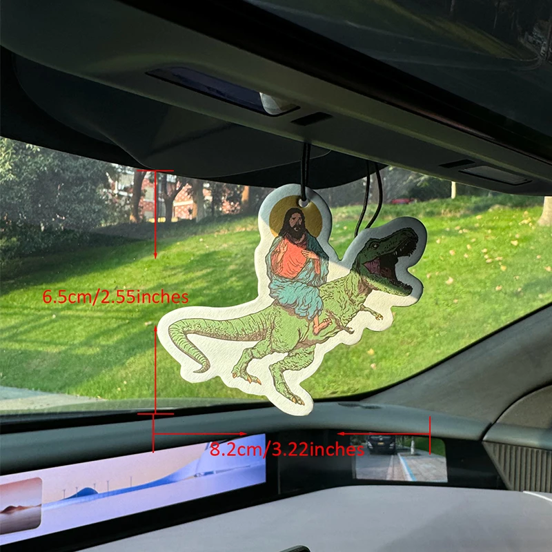 مدح يسوع يركب ديناصور هيلتون (رائحة الفندق) معطر هواء للسيارة | قلادة مرآة الرؤية الخلفية ومشبك تنفيس ثنائي الغرض | أقراص الروائح المواد الطبيعية | عطر يدوم طويلاً لمدة 90 يومًا | غير كحولي | لا تخاف من الشمس | مصممة خصيصًا لإزالة الروائح الكريهة للسيارات وخزائن الملابس والحمامات. | نمط الرسوم المتحركة الكرتونية | للجنسين | عطر فاخر من الدرجة | خمسة #6