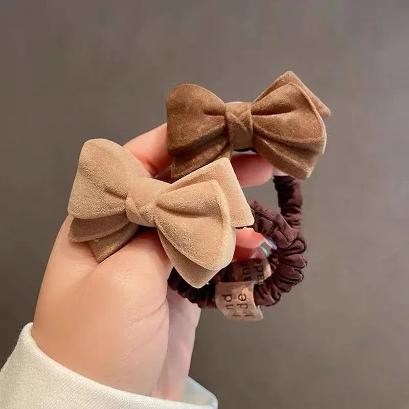 1PC Fashion Bow Knot Hair Ties Solid Color High Elastic Scrunchies Women Ponytail Holder Girl High Quality Rubber Band