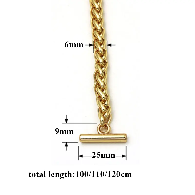 Alça longa de metal para sacos, alças DIY, acessórios de substituição destacáveis, alça estendida, 100-120cm