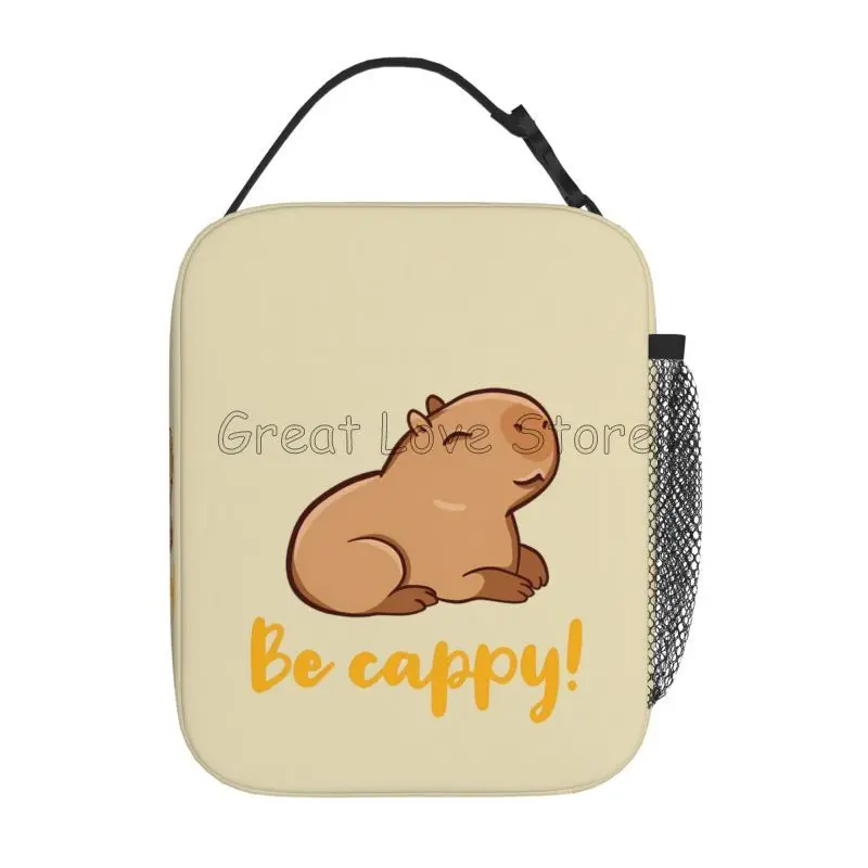 The Cute Capybara Loves Foam Tea Insulated Lunch Bag for Travel School Picnic Portable Food Bag Containers Cooler Hot Lunch Box