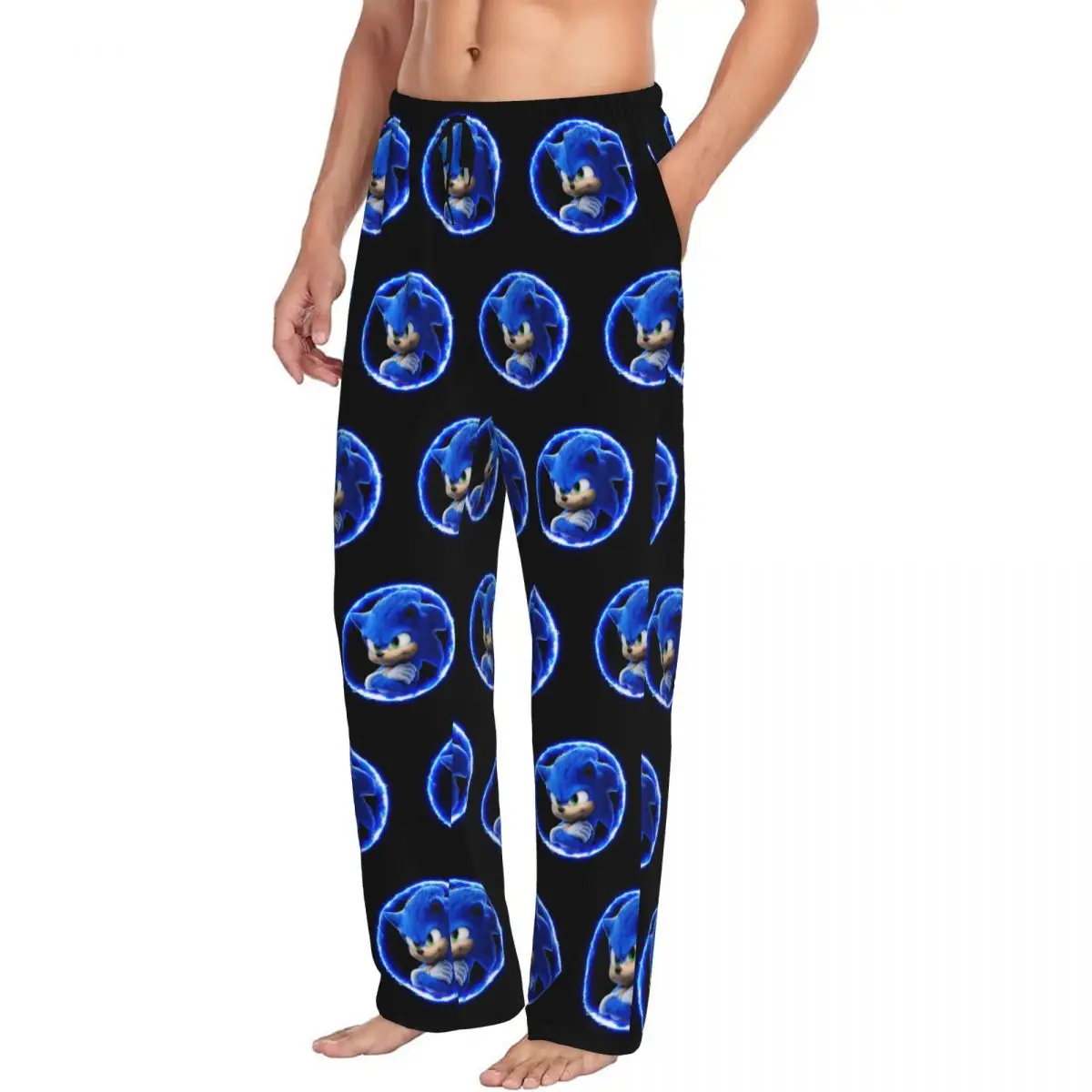 Custom Print S-Sonics Pajama Pants Men Cartoon Game Sleep Sleepwear Bottoms with Pockets