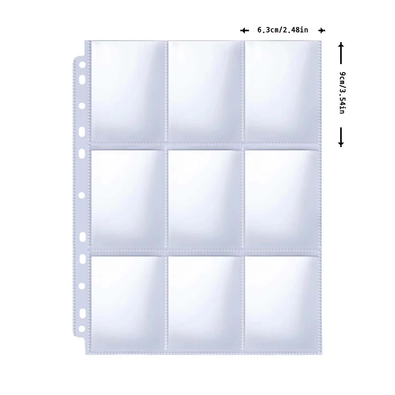 Double sided transaction card cover, 9 pocket transparent plastic game cards