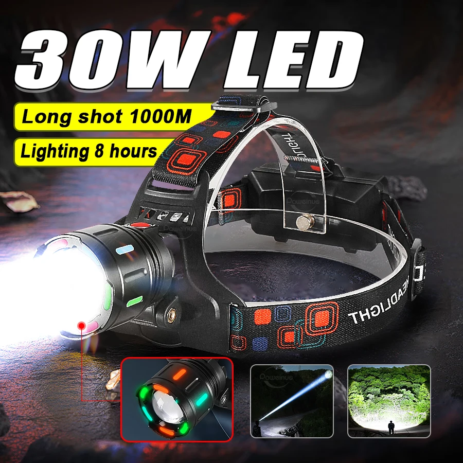 

Super Bright Led Headlamp Zoomable Lantern Torch Rechargeable Fishing Headlight Outdoor Hunting Camping Waterproof Head Light