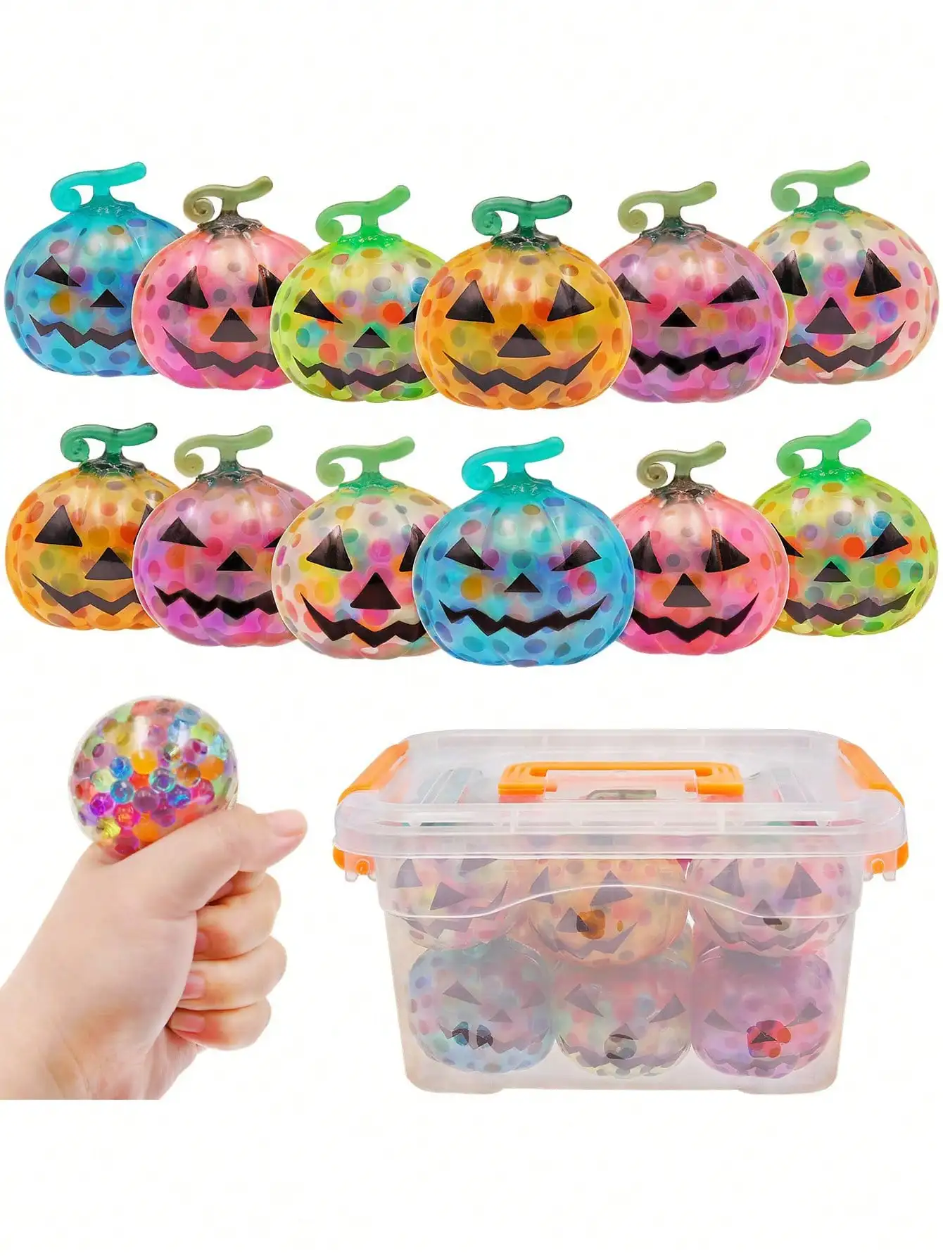 Halloween Pumpkin Stress Balls Toys Squishies Bulk Toys Gifts Halloween Party Favors Trick or Treat Goodie Bag Fillers Stress Re