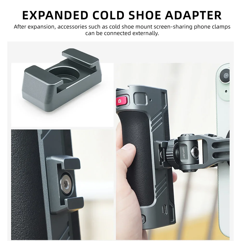 

Боковая рукоятка Leaplight для смартфона, держатель для видеосъемки с пультом ДУ, крепление 1/4" Cold Shoe для iPhone 17-12, для света и микрофона