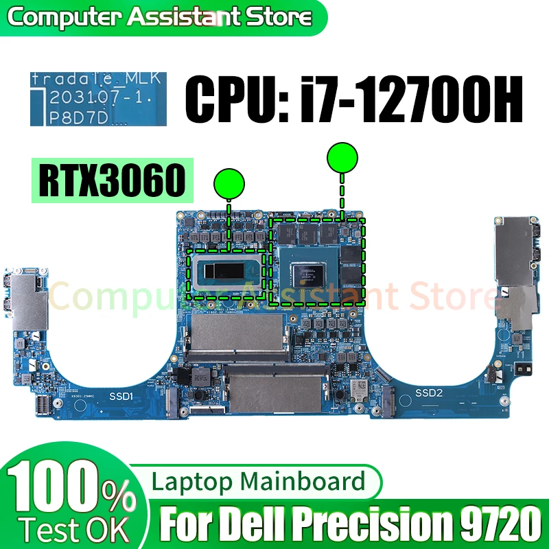 

For Dell Precision 9720 Laptop Mainboard 203107-1 0KNF8J i7-12700H RTX3060 Notebook Motherboard